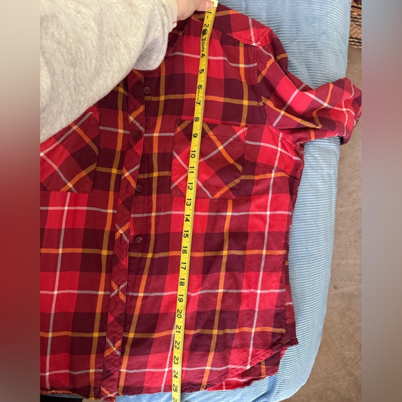 Set of 3 - Faded Glory Burgundy Plaid Shirt L Womens 12-14 - Picture 9 of 10